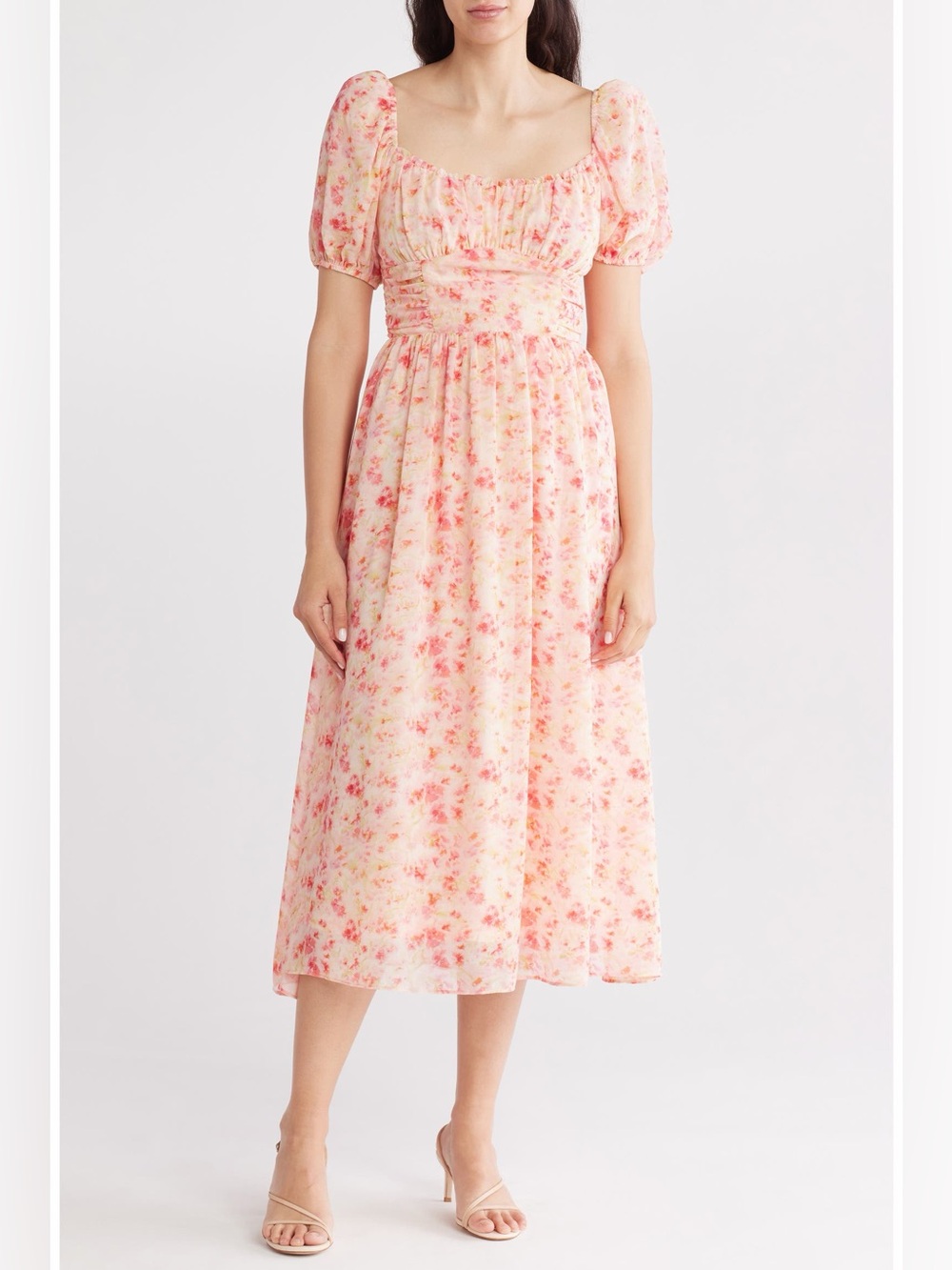 ASTR The Label Puff Sleeve Chiffon Dress Size Large